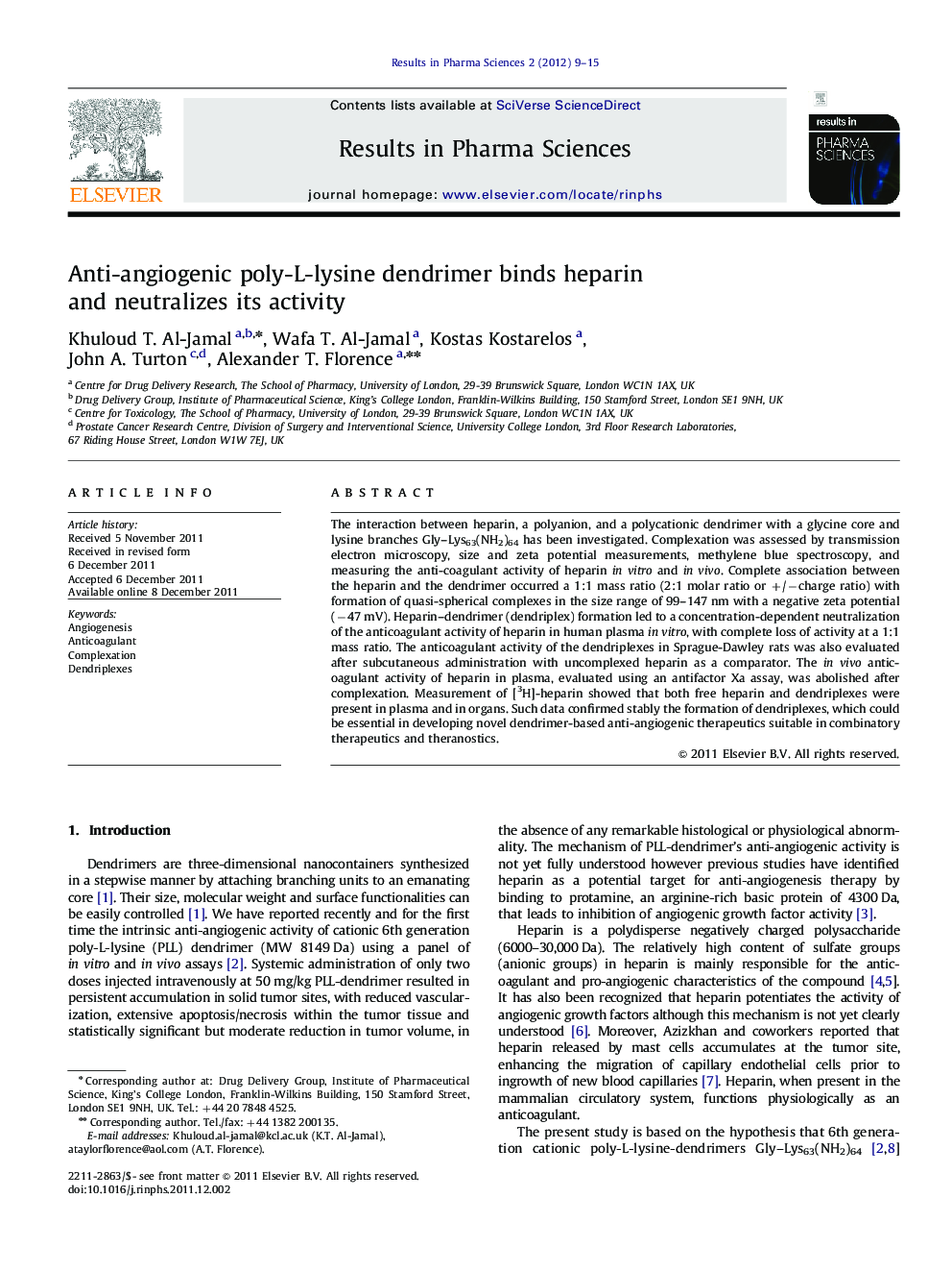 Anti-angiogenic poly-L-lysine dendrimer binds heparin and neutralizes its activity