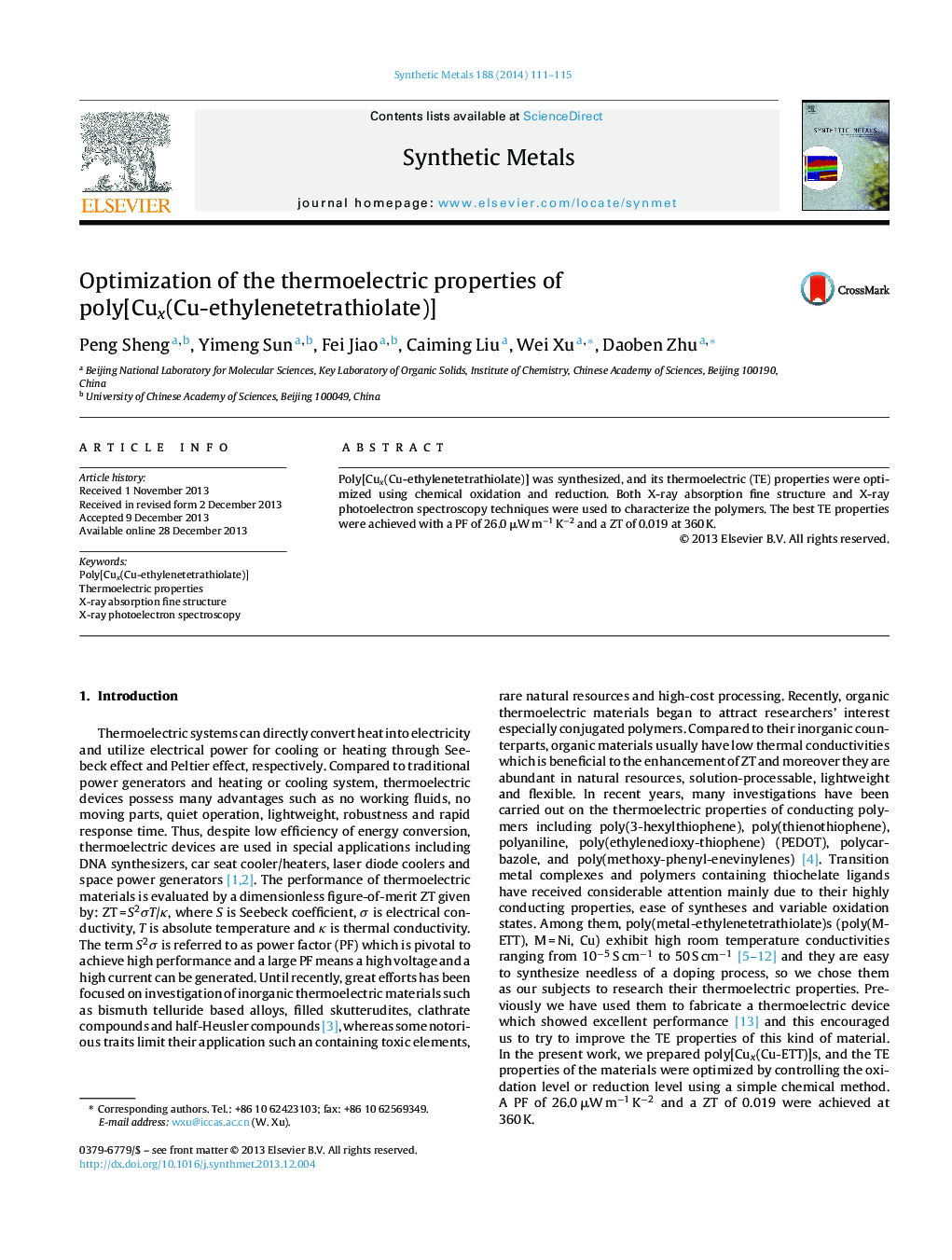 Optimization of the thermoelectric properties of poly[Cux(Cu-ethylenetetrathiolate)]