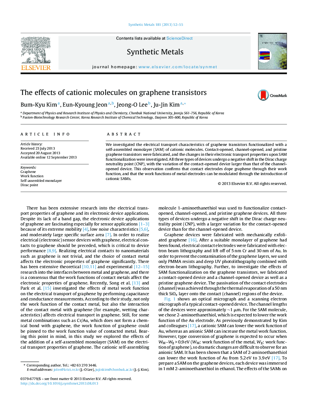 The effects of cationic molecules on graphene transistors