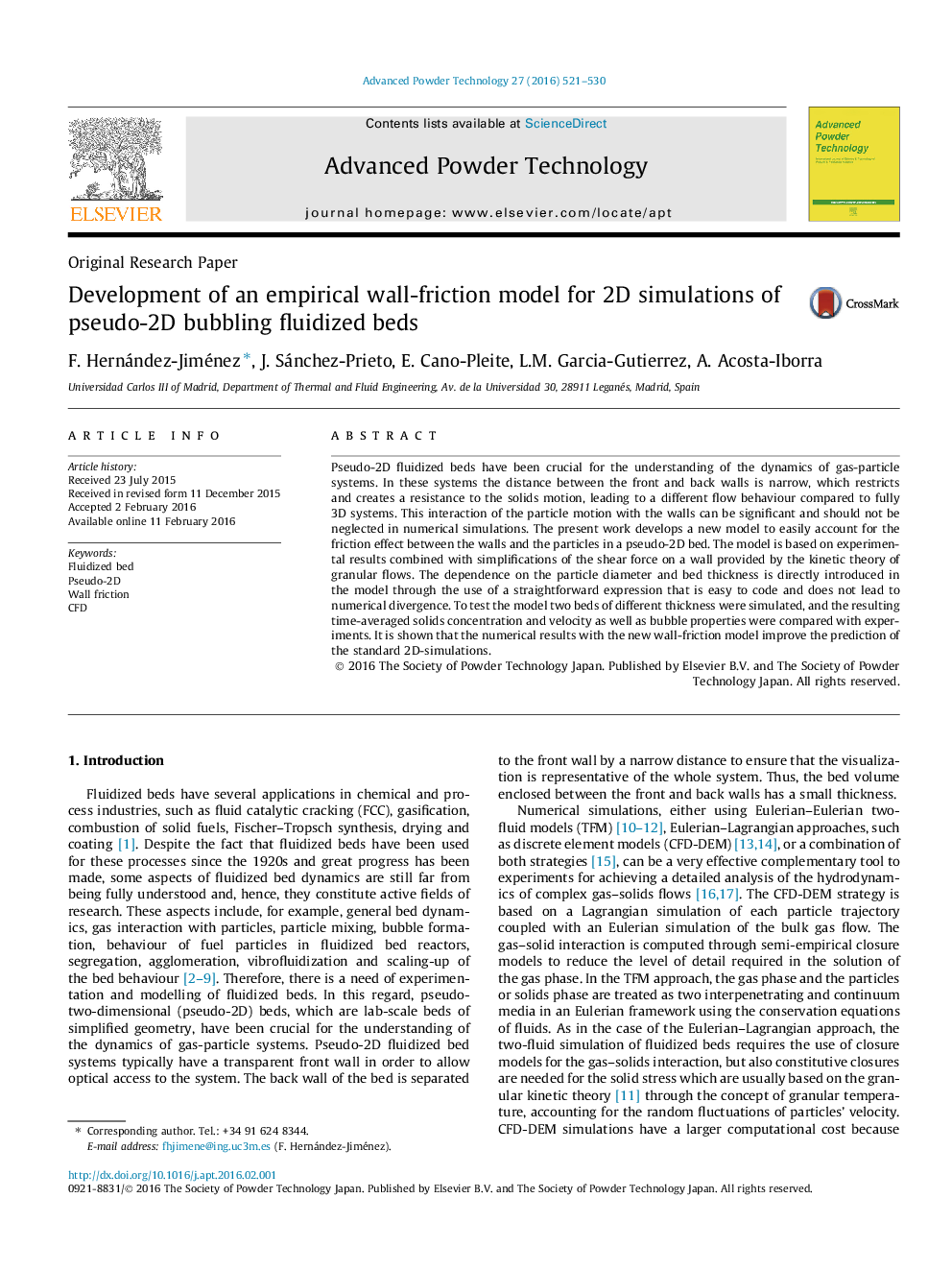 Development of an empirical wall-friction model for 2D simulations of pseudo-2D bubbling fluidized beds