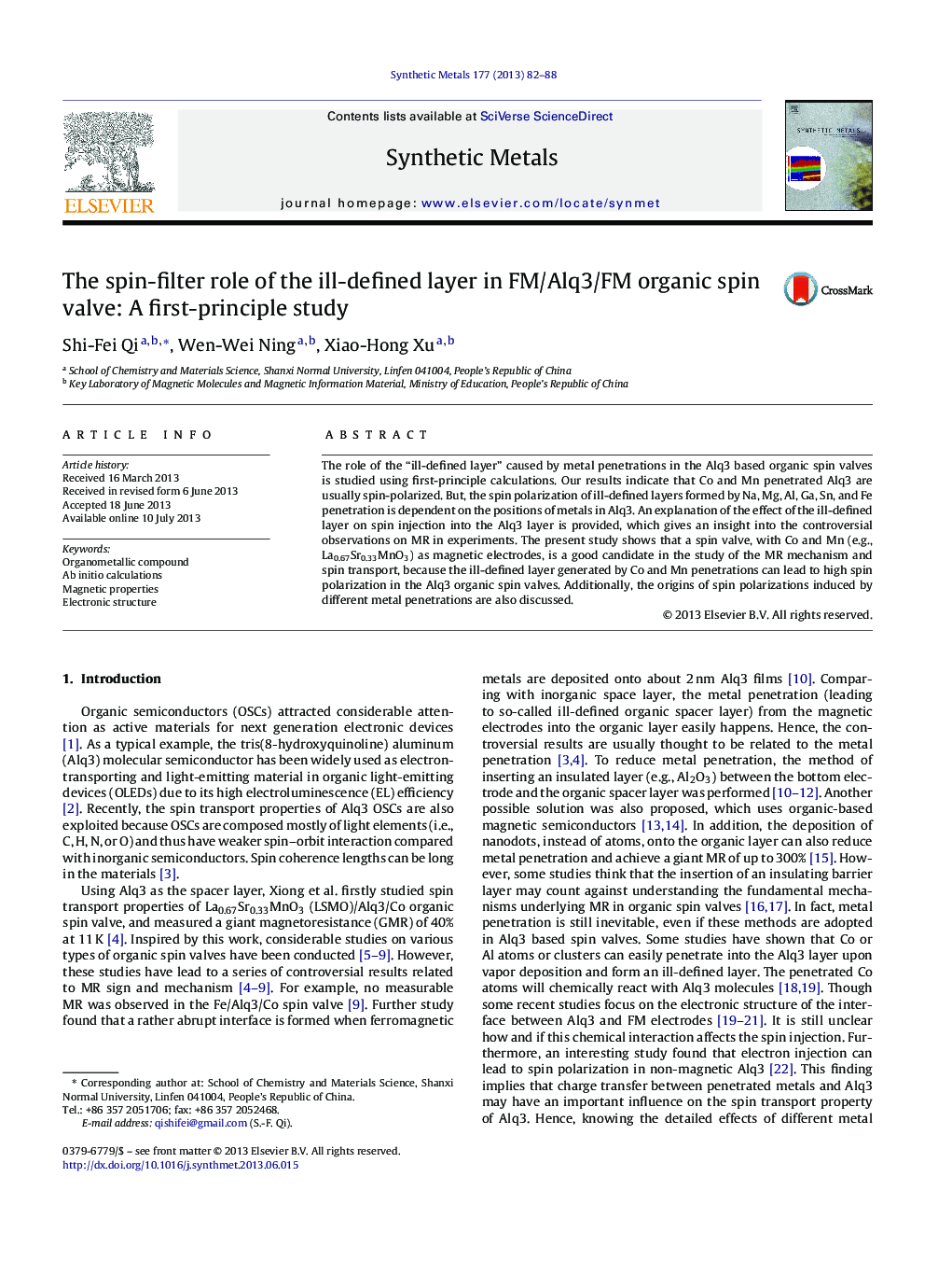 The spin-filter role of the ill-defined layer in FM/Alq3/FM organic spin valve: A first-principle study