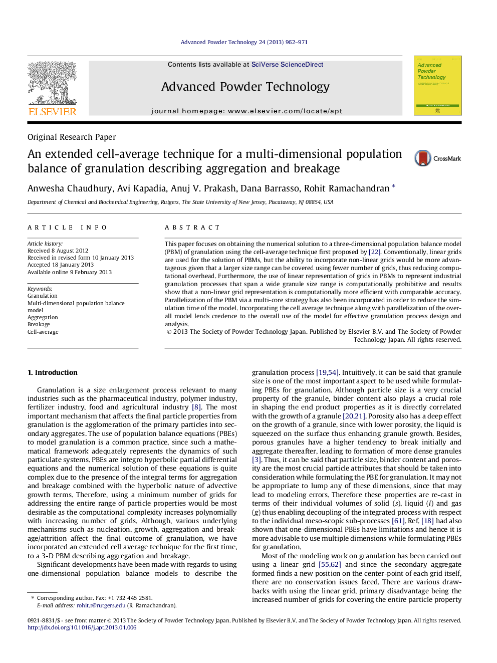 An extended cell-average technique for a multi-dimensional population balance of granulation describing aggregation and breakage