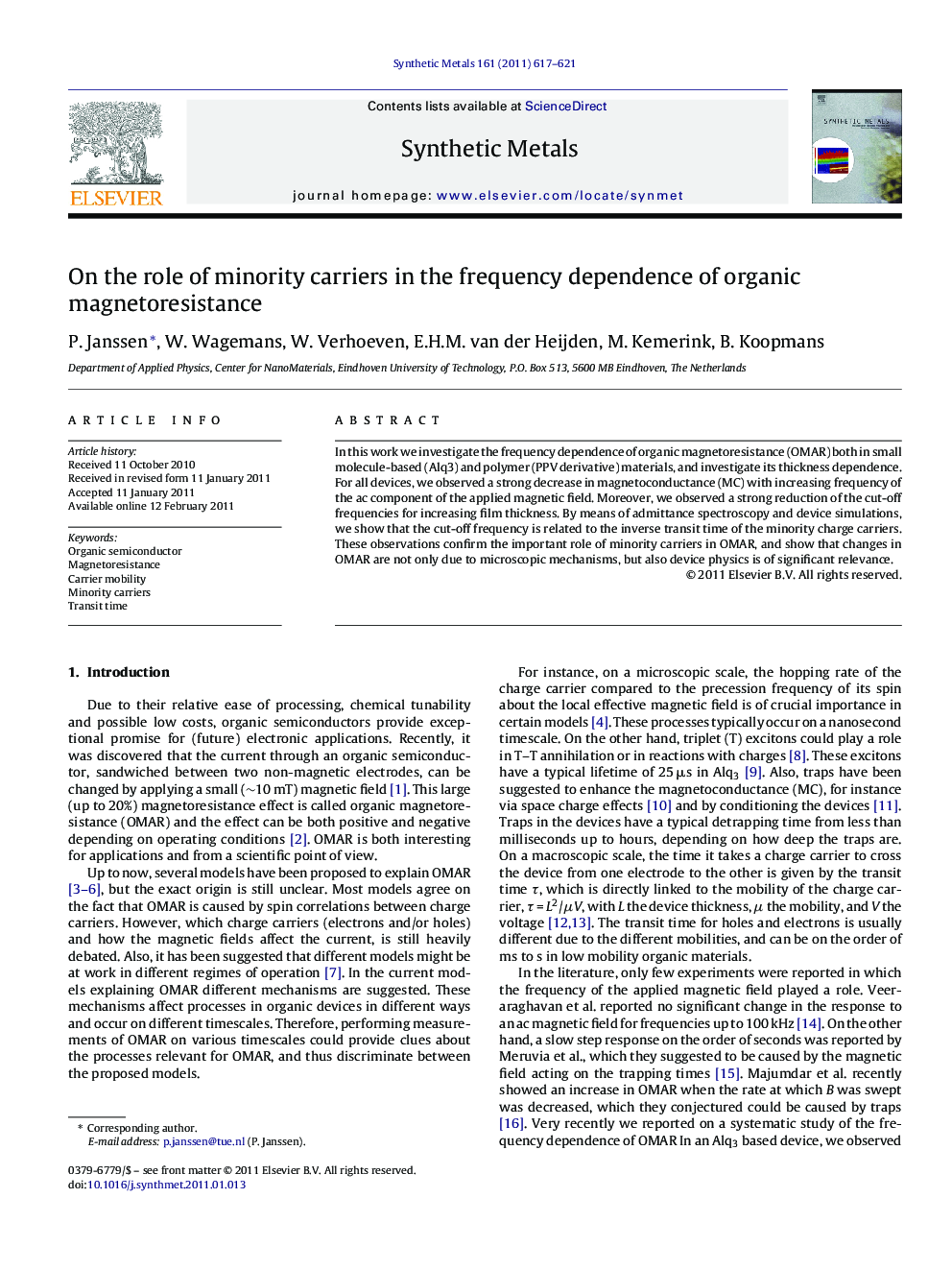 On the role of minority carriers in the frequency dependence of organic magnetoresistance