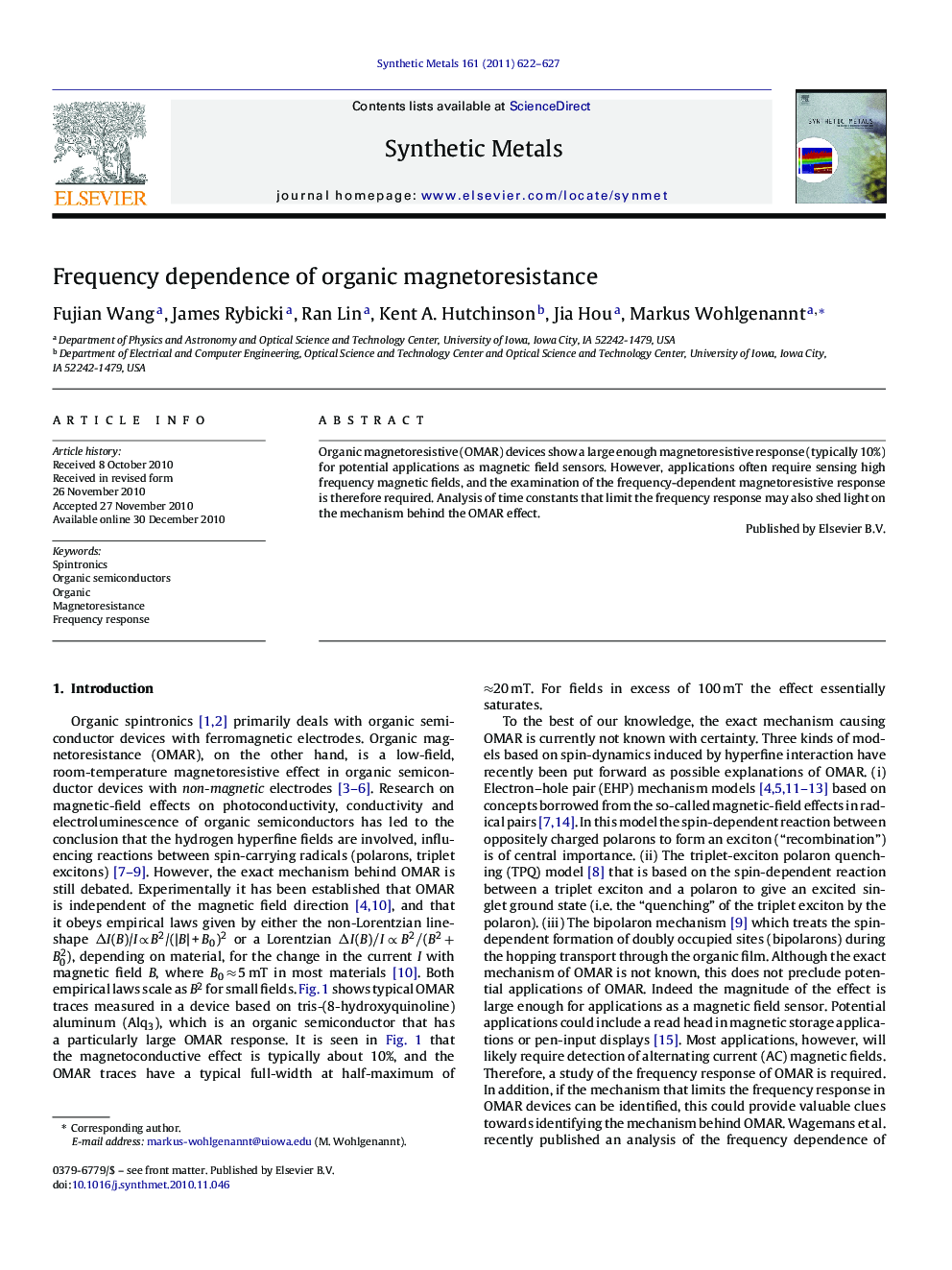 Frequency dependence of organic magnetoresistance