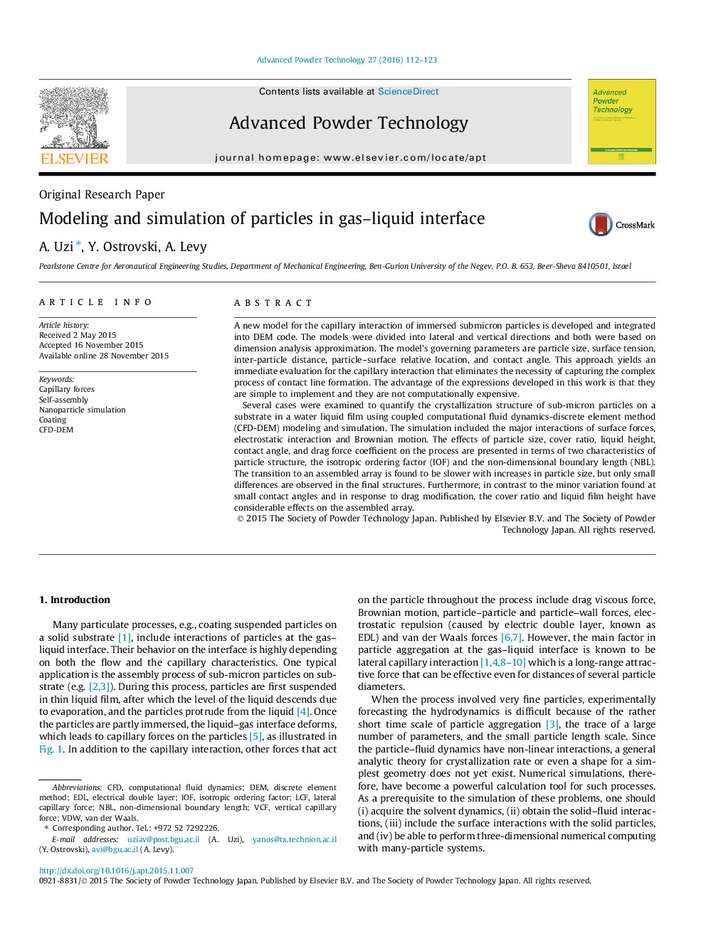 Modeling and simulation of particles in gas–liquid interface