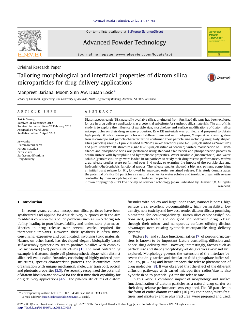 Tailoring morphological and interfacial properties of diatom silica microparticles for drug delivery applications