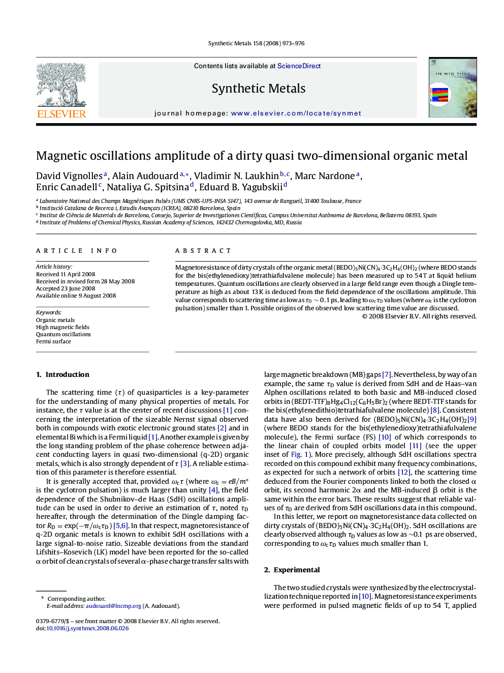 Magnetic oscillations amplitude of a dirty quasi two-dimensional organic metal