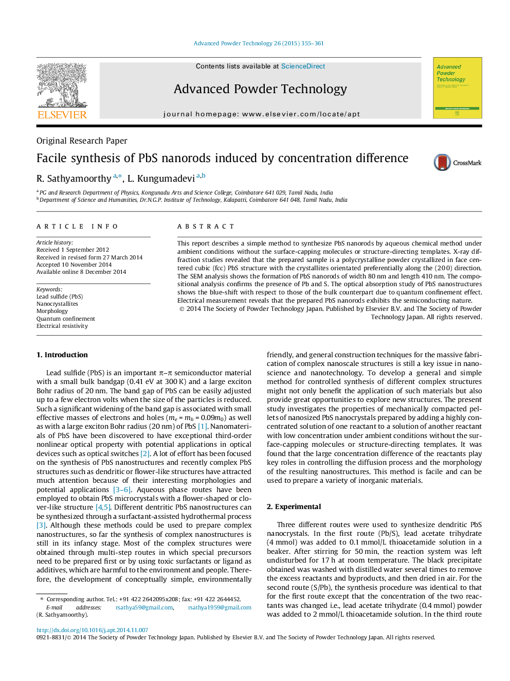 Facile synthesis of PbS nanorods induced by concentration difference