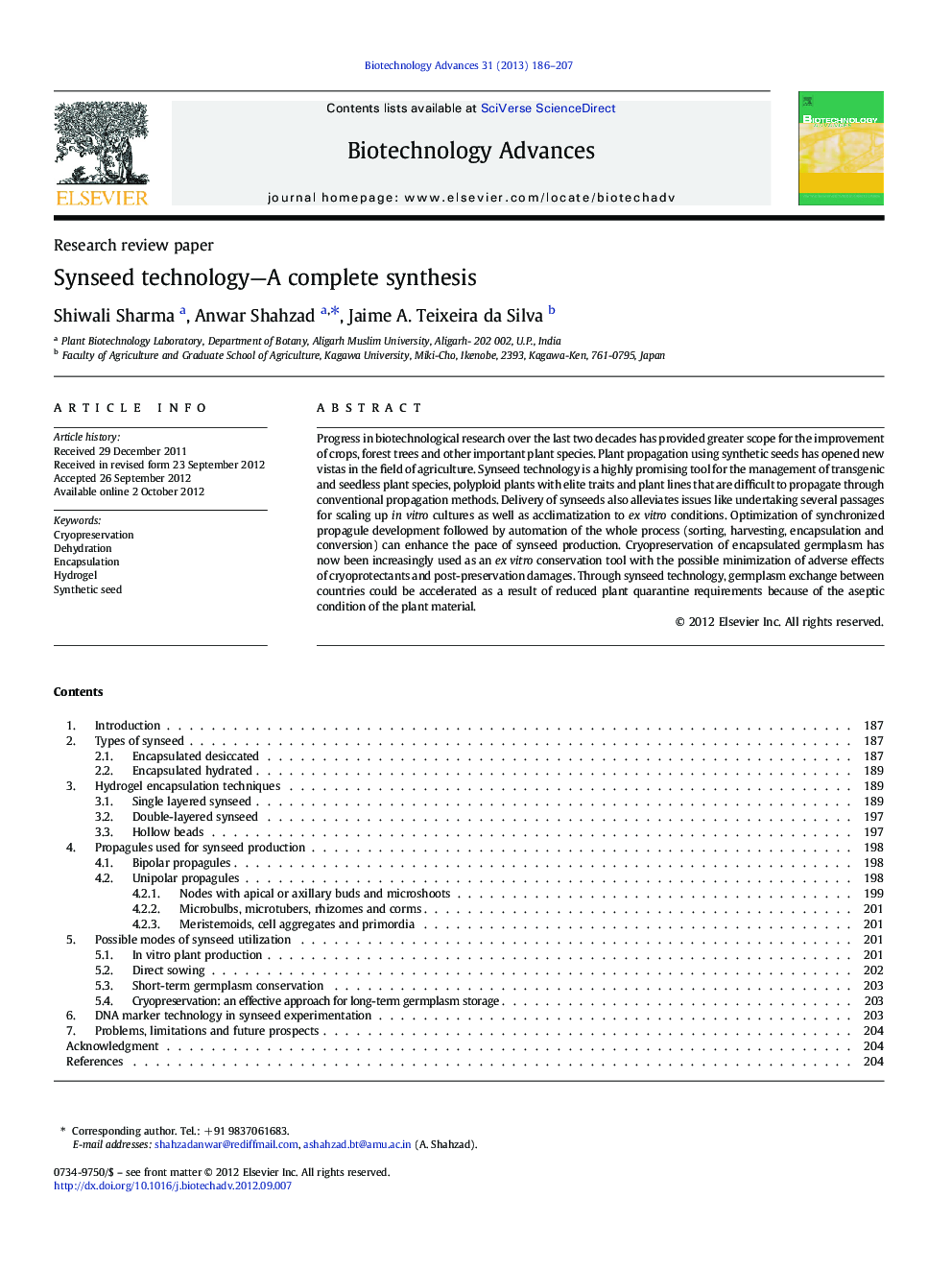 Synseed technology—A complete synthesis