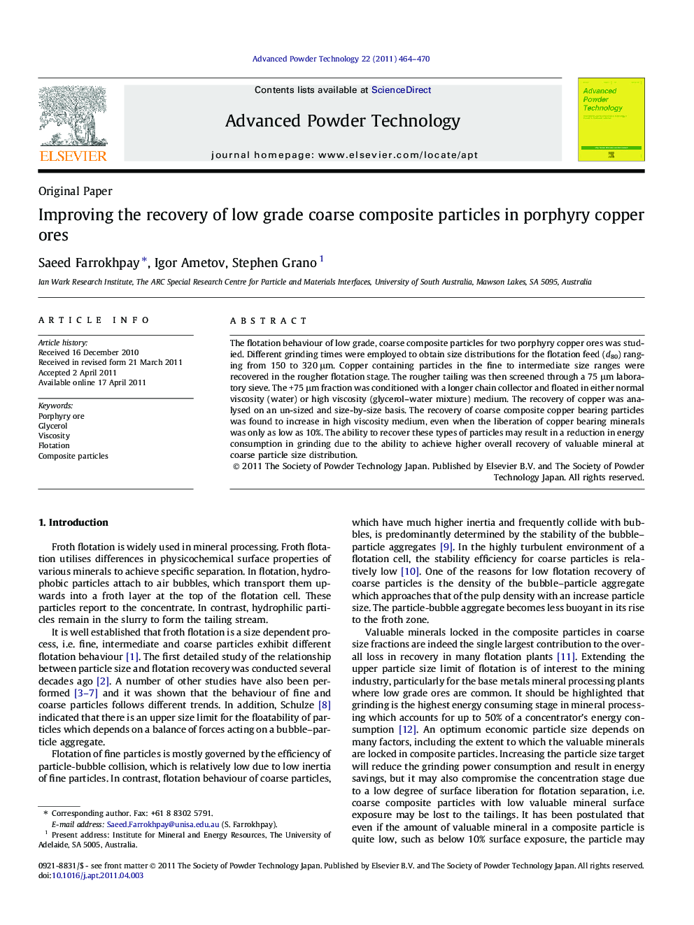 Improving the recovery of low grade coarse composite particles in porphyry copper ores