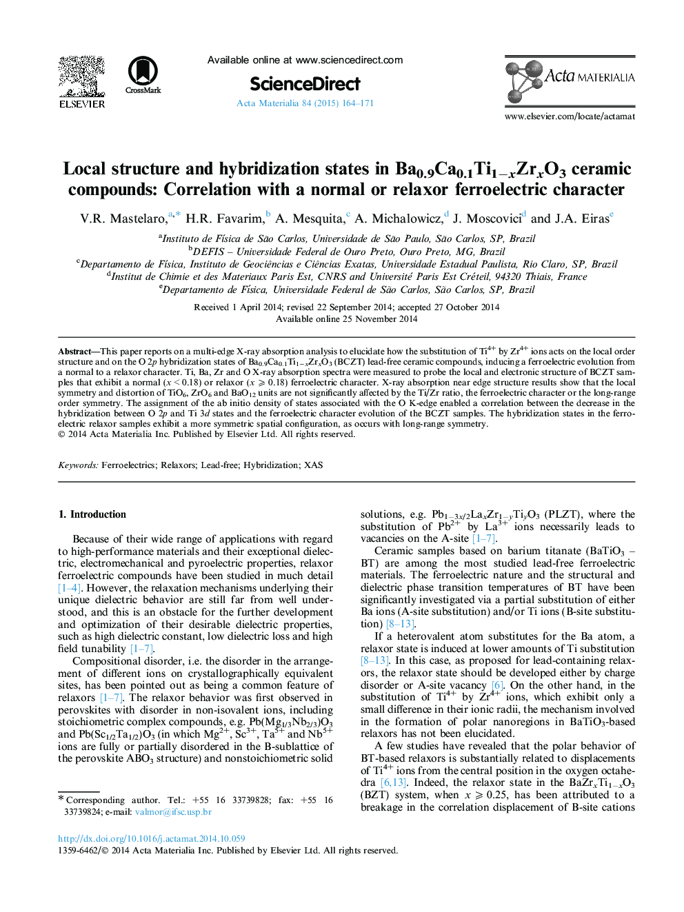 Local structure and hybridization states in Ba0.9Ca0.1Ti1−xZrxO3 ceramic compounds: Correlation with a normal or relaxor ferroelectric character