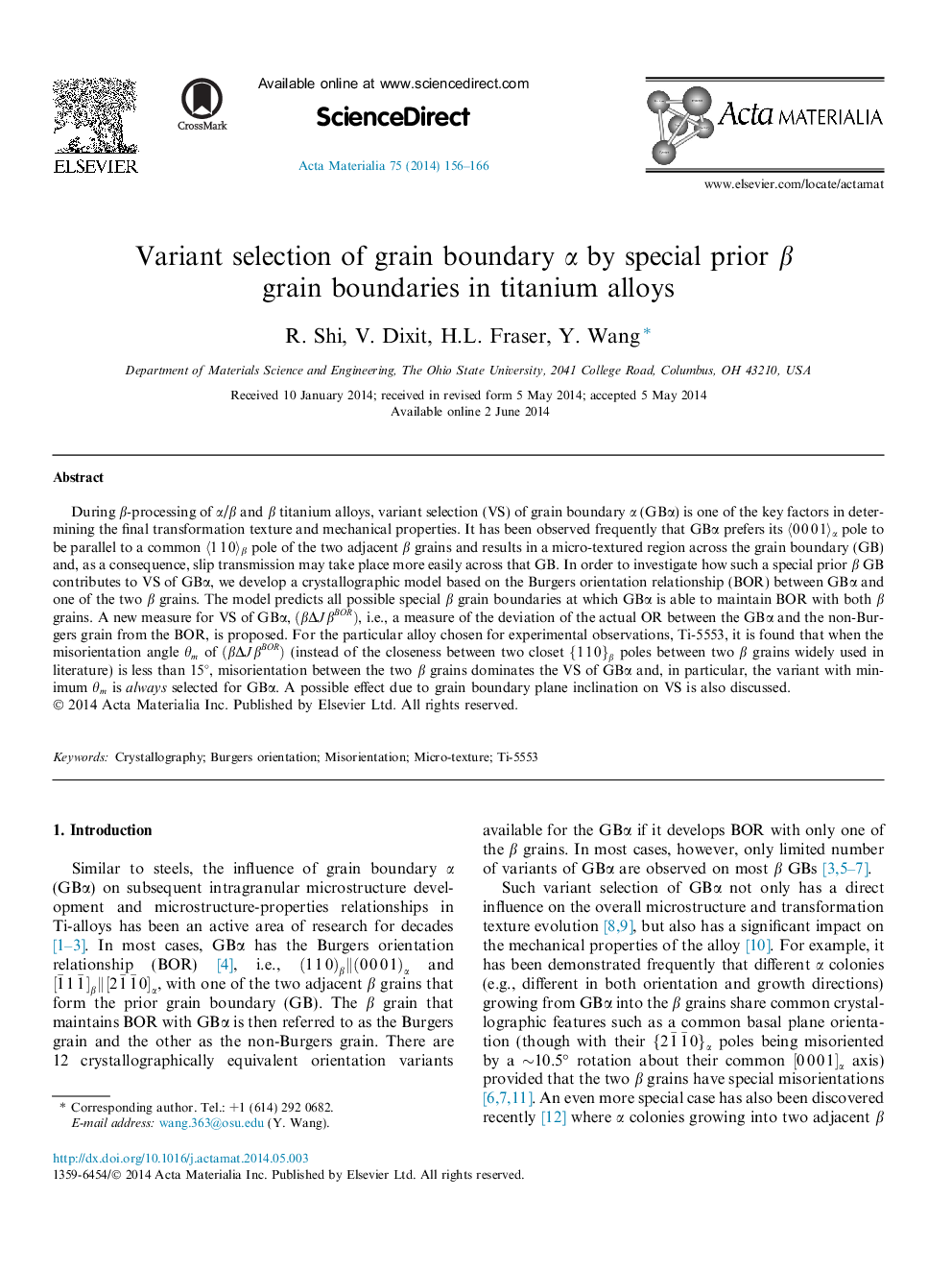 Variant selection of grain boundary α by special prior β grain boundaries in titanium alloys
