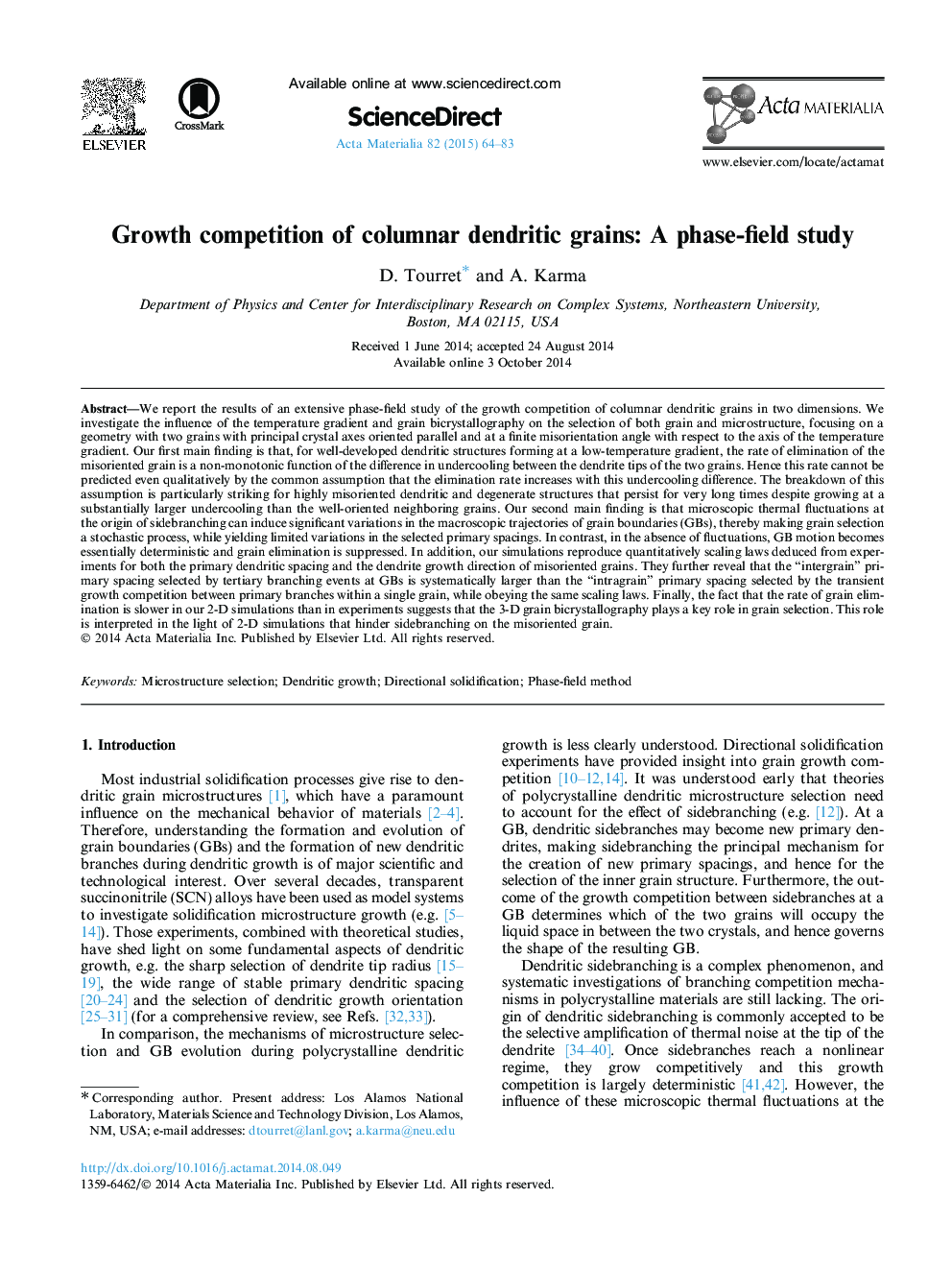 Growth competition of columnar dendritic grains: A phase-field study