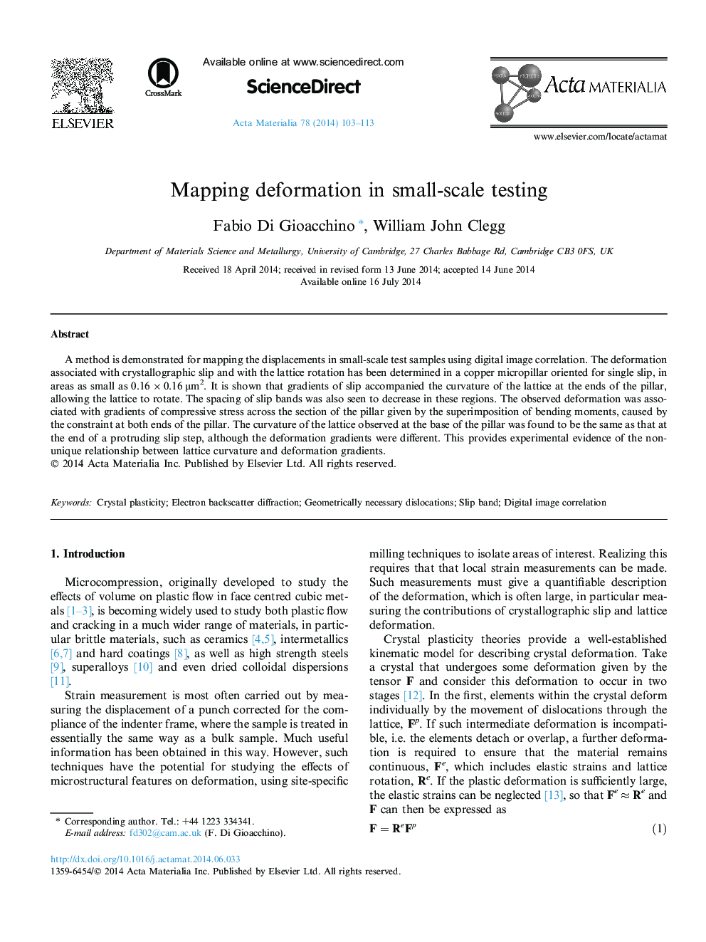 Mapping deformation in small-scale testing
