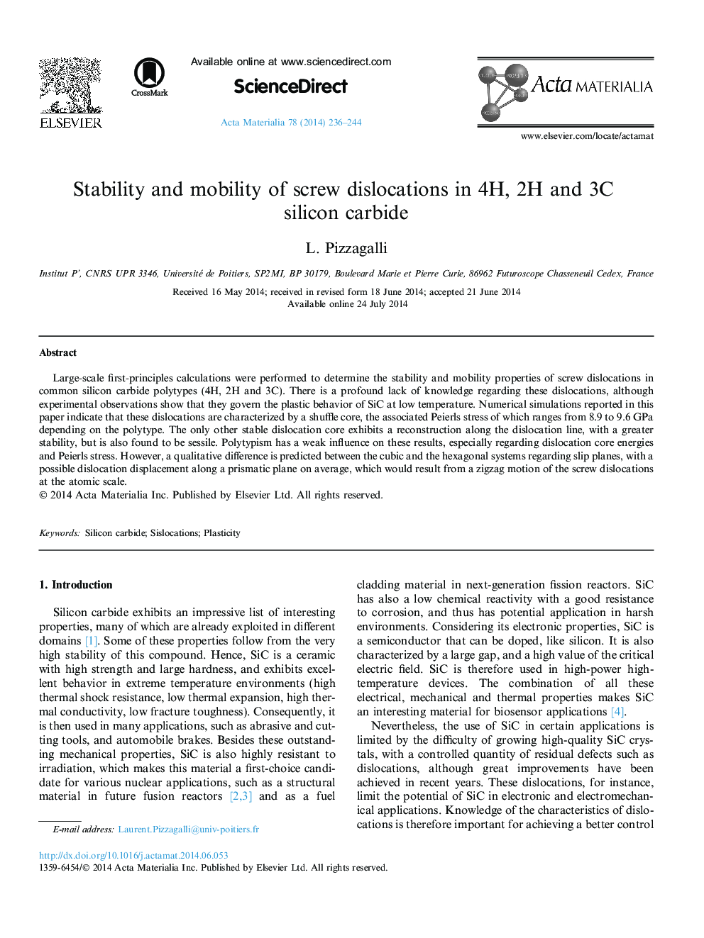 Stability and mobility of screw dislocations in 4H, 2H and 3C silicon carbide