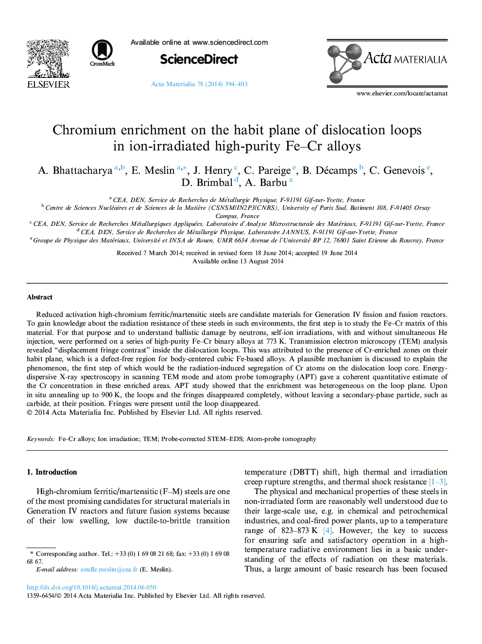 Chromium enrichment on the habit plane of dislocation loops in ion-irradiated high-purity Fe–Cr alloys