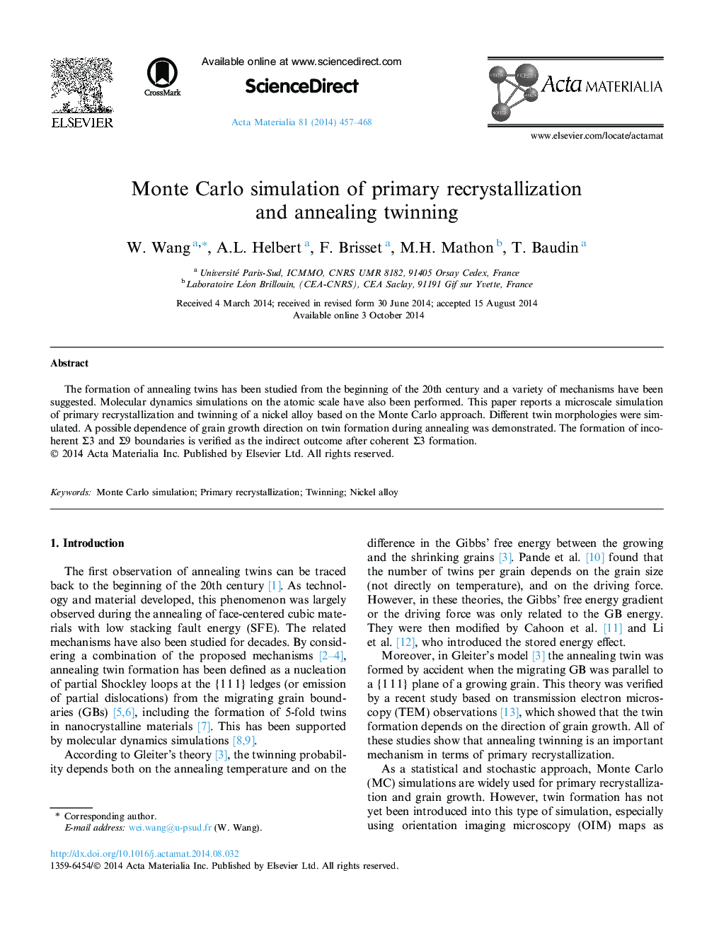 Monte Carlo simulation of primary recrystallization and annealing twinning