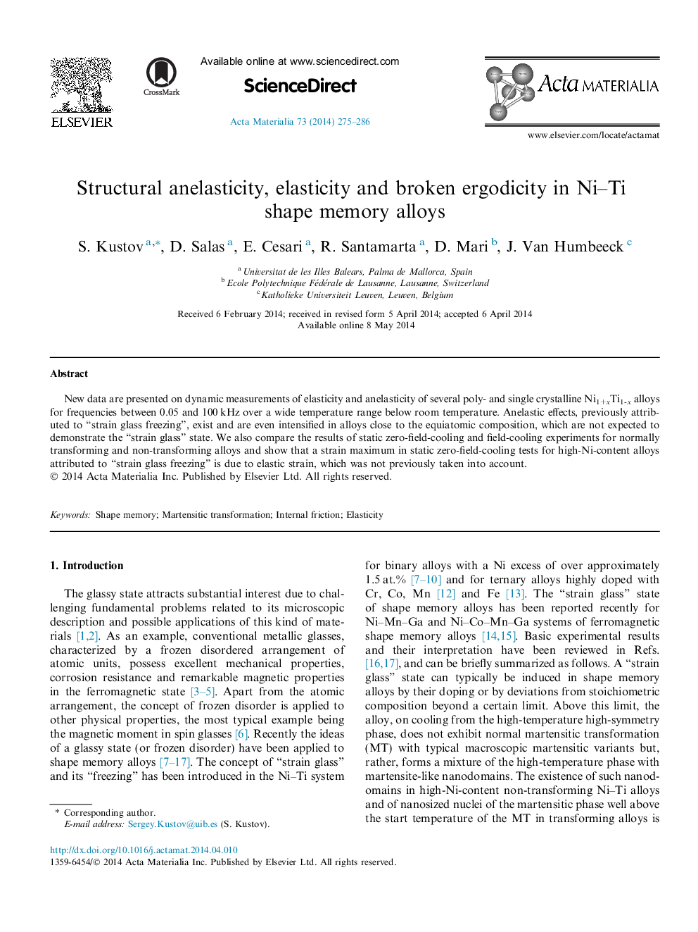 Structural anelasticity, elasticity and broken ergodicity in Ni–Ti shape memory alloys