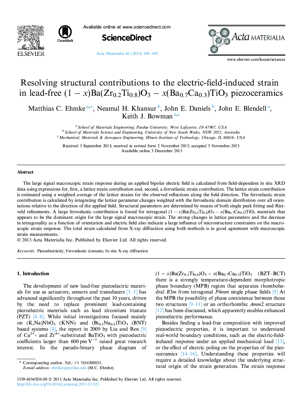 Resolving structural contributions to the electric-field-induced strain in lead-free (1 − x)Ba(Zr0.2Ti0.8)O3 − x(Ba0.7Ca0.3)TiO3 piezoceramics