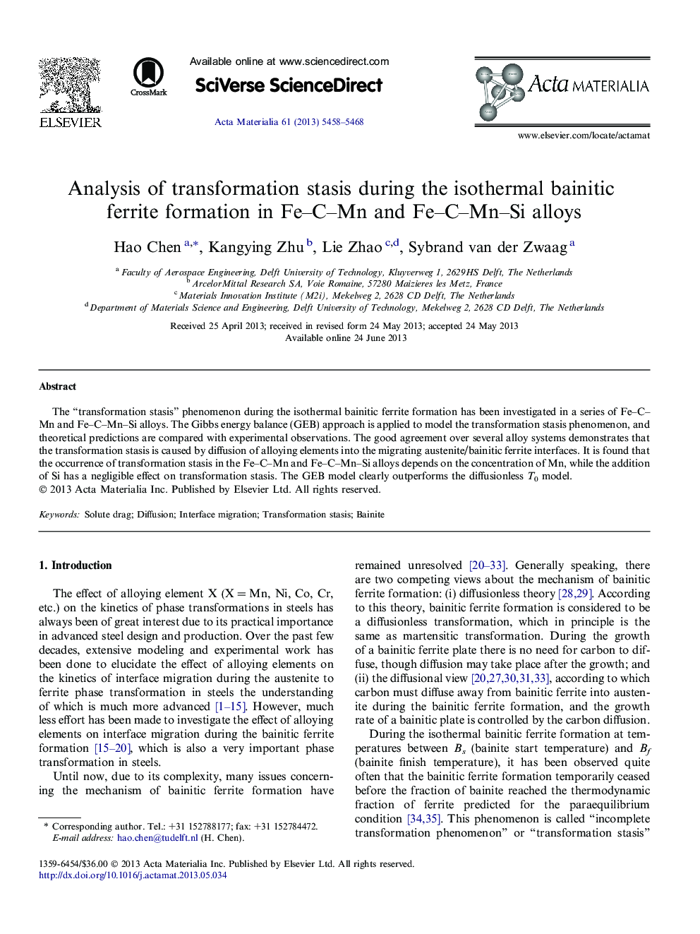 Analysis of transformation stasis during the isothermal bainitic ferrite formation in Fe–C–Mn and Fe–C–Mn–Si alloys