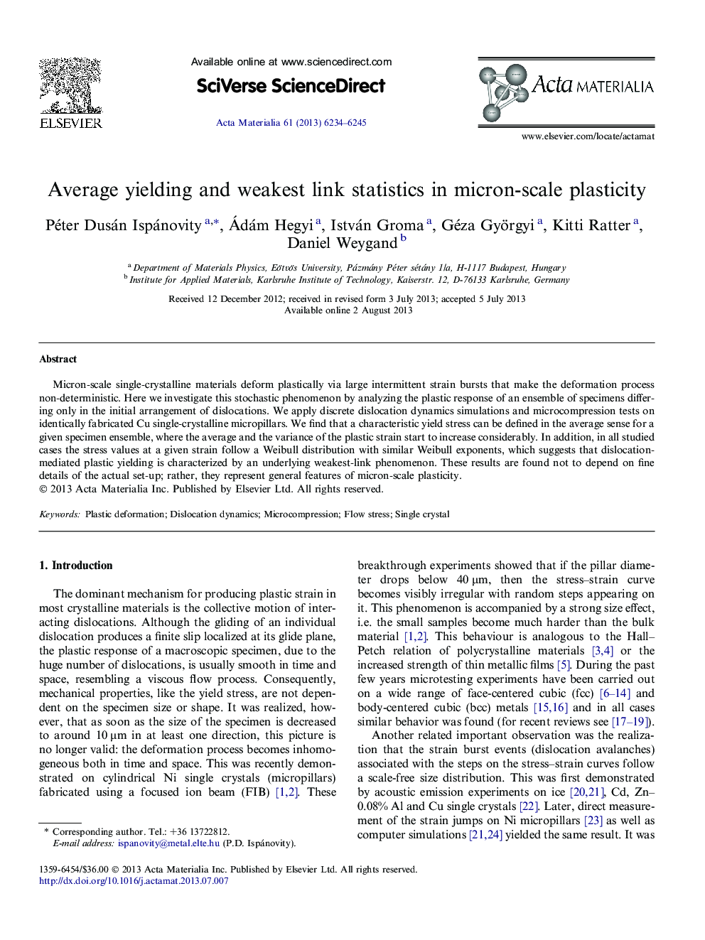 Average yielding and weakest link statistics in micron-scale plasticity