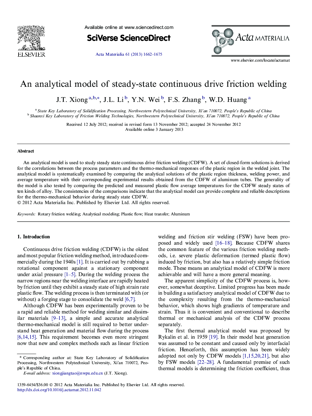 An analytical model of steady-state continuous drive friction welding