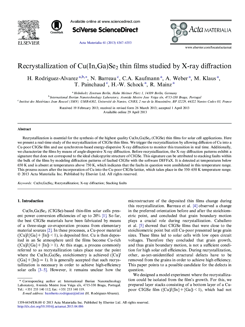 Recrystallization of Cu(In,Ga)Se2 thin films studied by X-ray diffraction