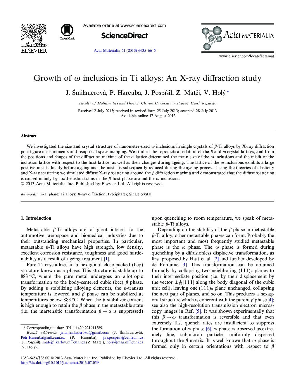Growth of ω inclusions in Ti alloys: An X-ray diffraction study