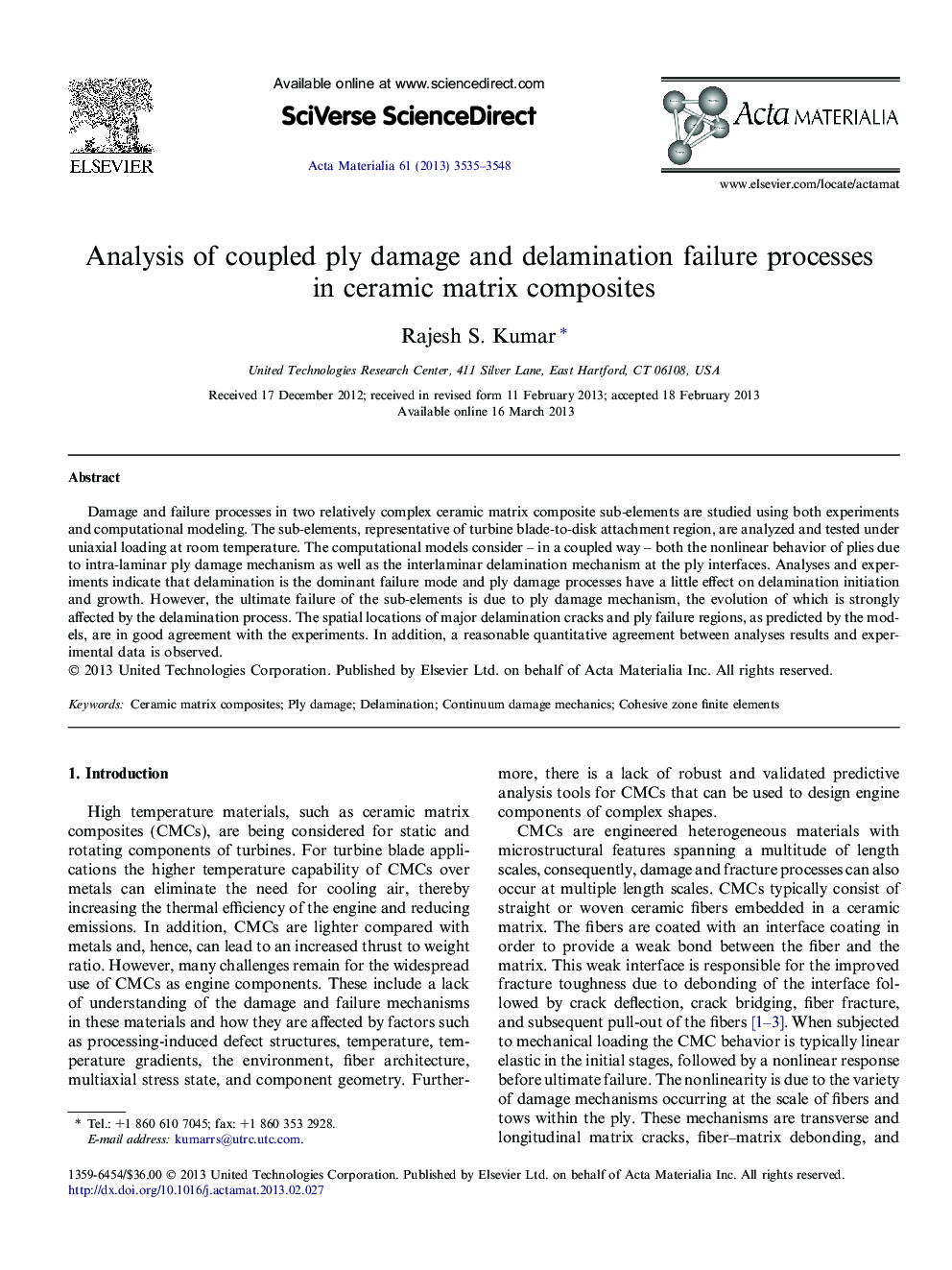 Analysis of coupled ply damage and delamination failure processes in ceramic matrix composites