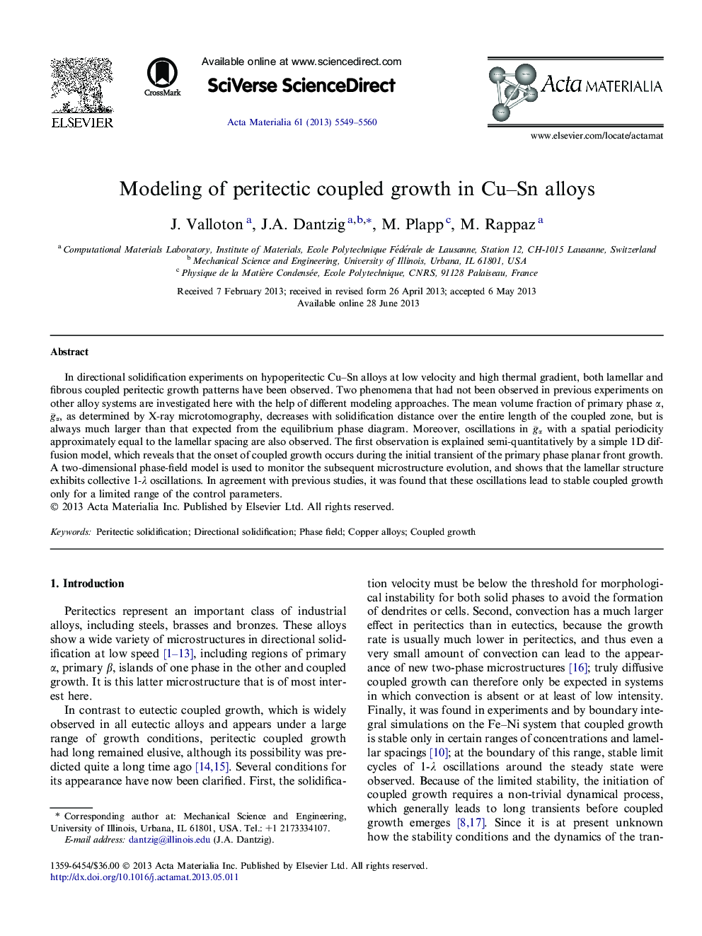 Modeling of peritectic coupled growth in Cu–Sn alloys