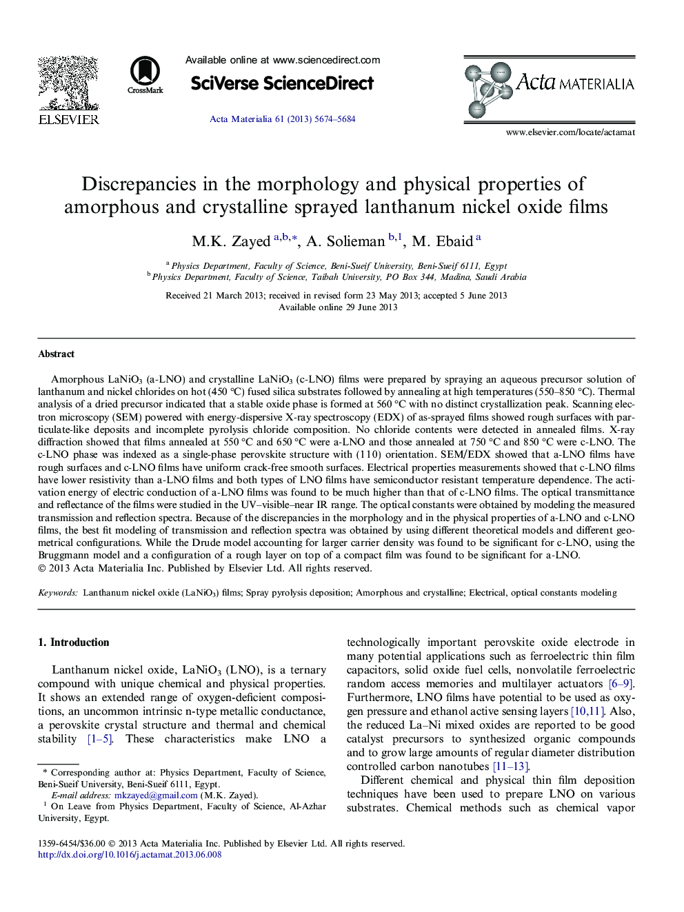 Discrepancies in the morphology and physical properties of amorphous and crystalline sprayed lanthanum nickel oxide films