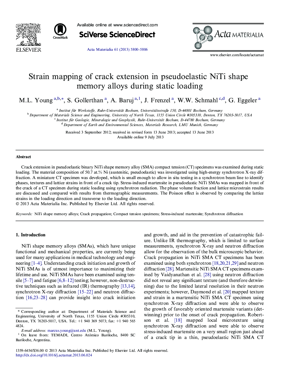 Strain mapping of crack extension in pseudoelastic NiTi shape memory alloys during static loading