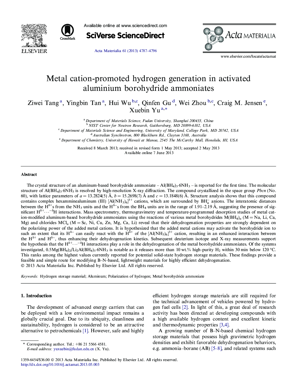 Metal cation-promoted hydrogen generation in activated aluminium borohydride ammoniates