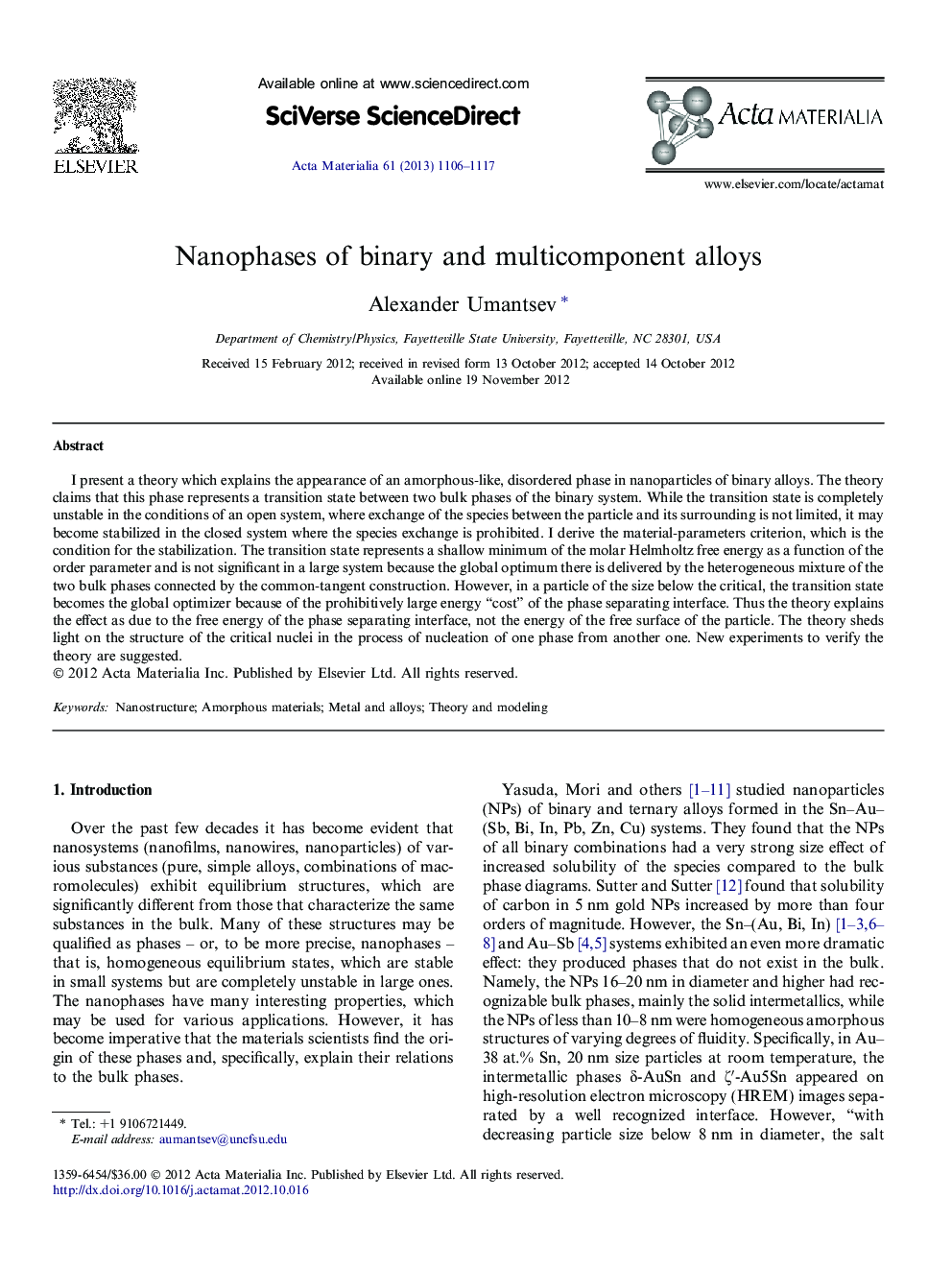 Nanophases of binary and multicomponent alloys