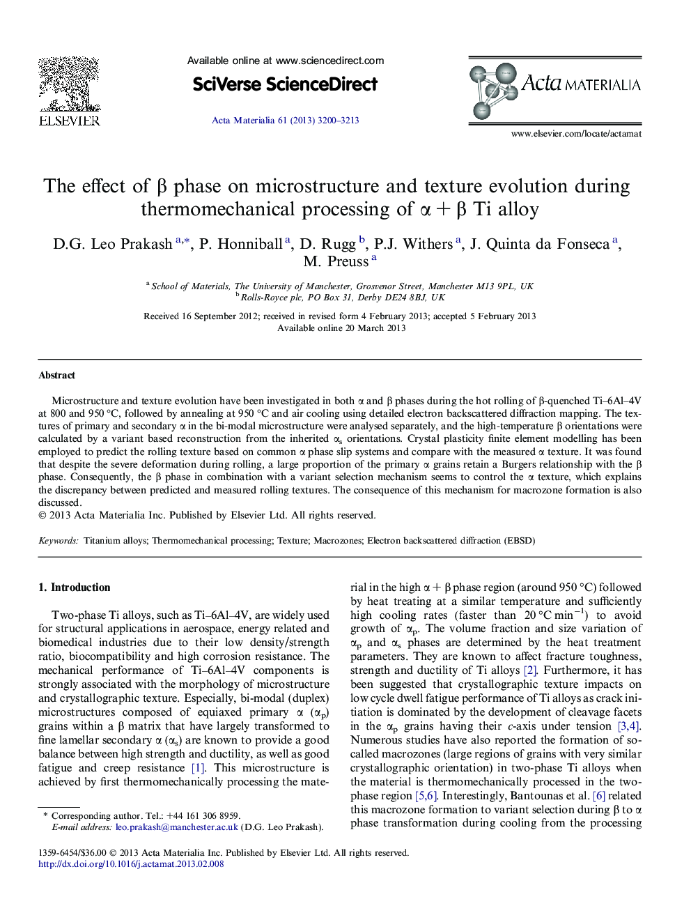 The effect of β phase on microstructure and texture evolution during thermomechanical processing of α + β Ti alloy