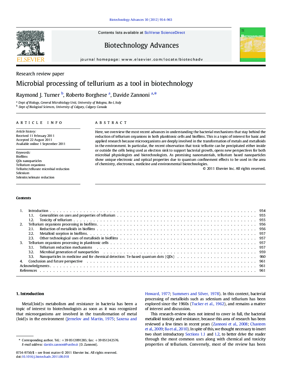 Microbial processing of tellurium as a tool in biotechnology