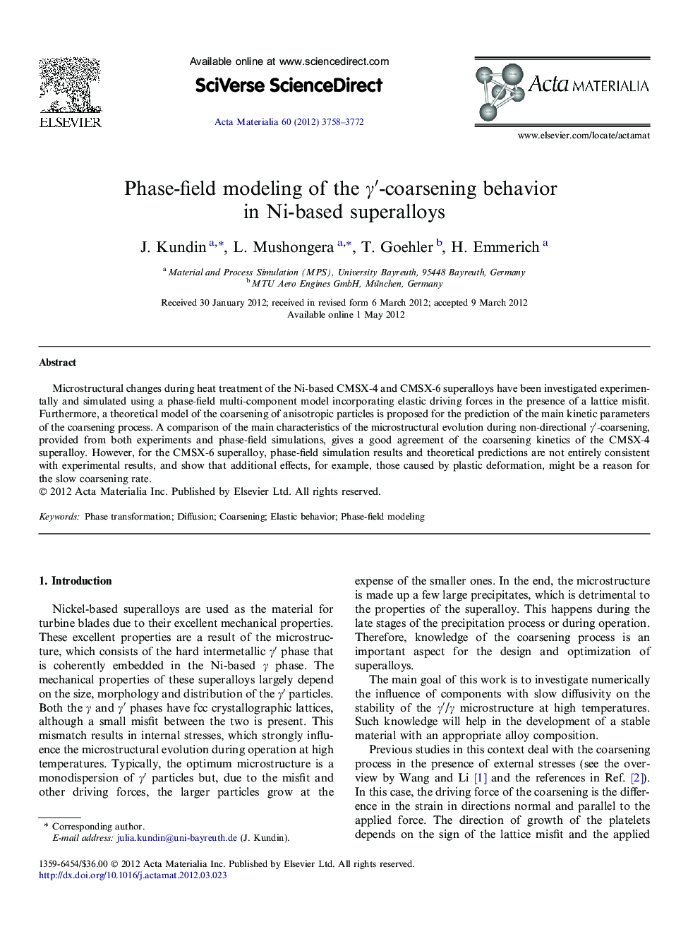 Phase-field modeling of the γ′-coarsening behavior in Ni-based superalloys