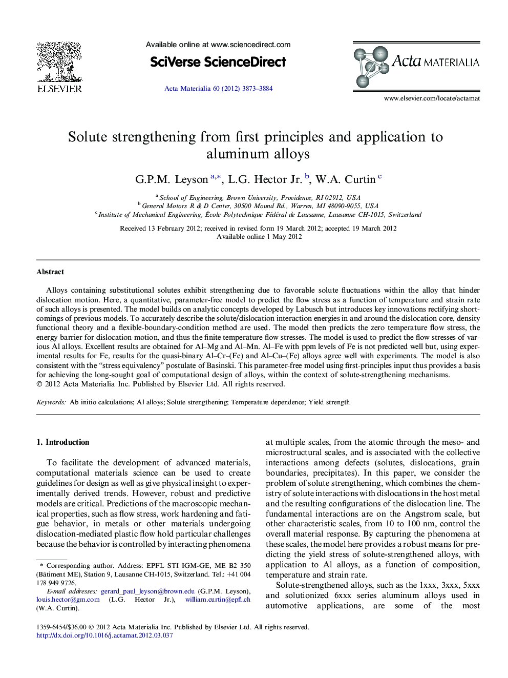Solute strengthening from first principles and application to aluminum alloys