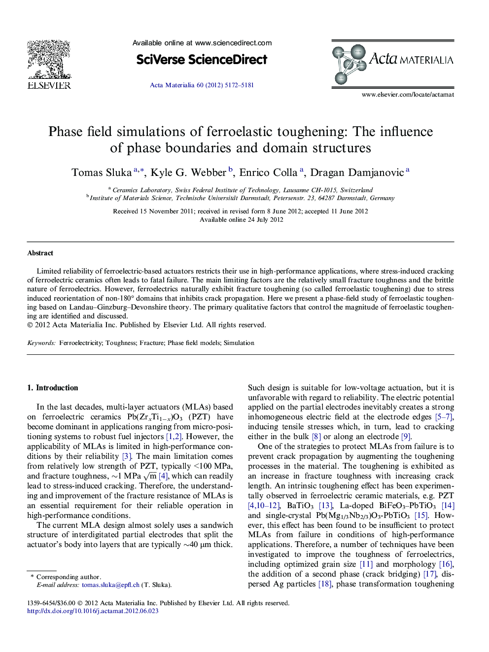 Phase field simulations of ferroelastic toughening: The influence of phase boundaries and domain structures