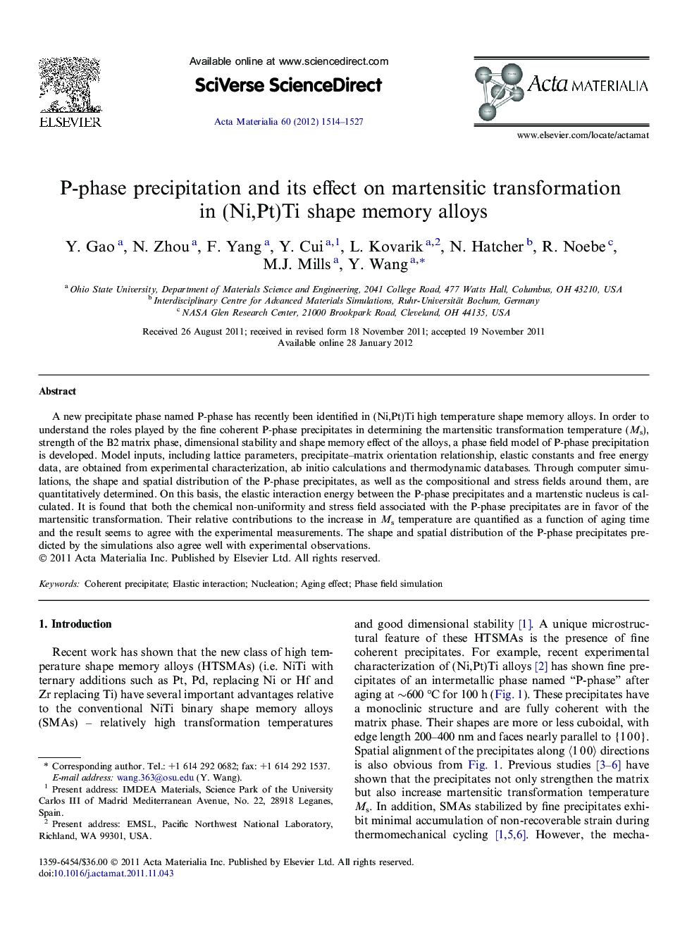 P-phase precipitation and its effect on martensitic transformation in (Ni,Pt)Ti shape memory alloys