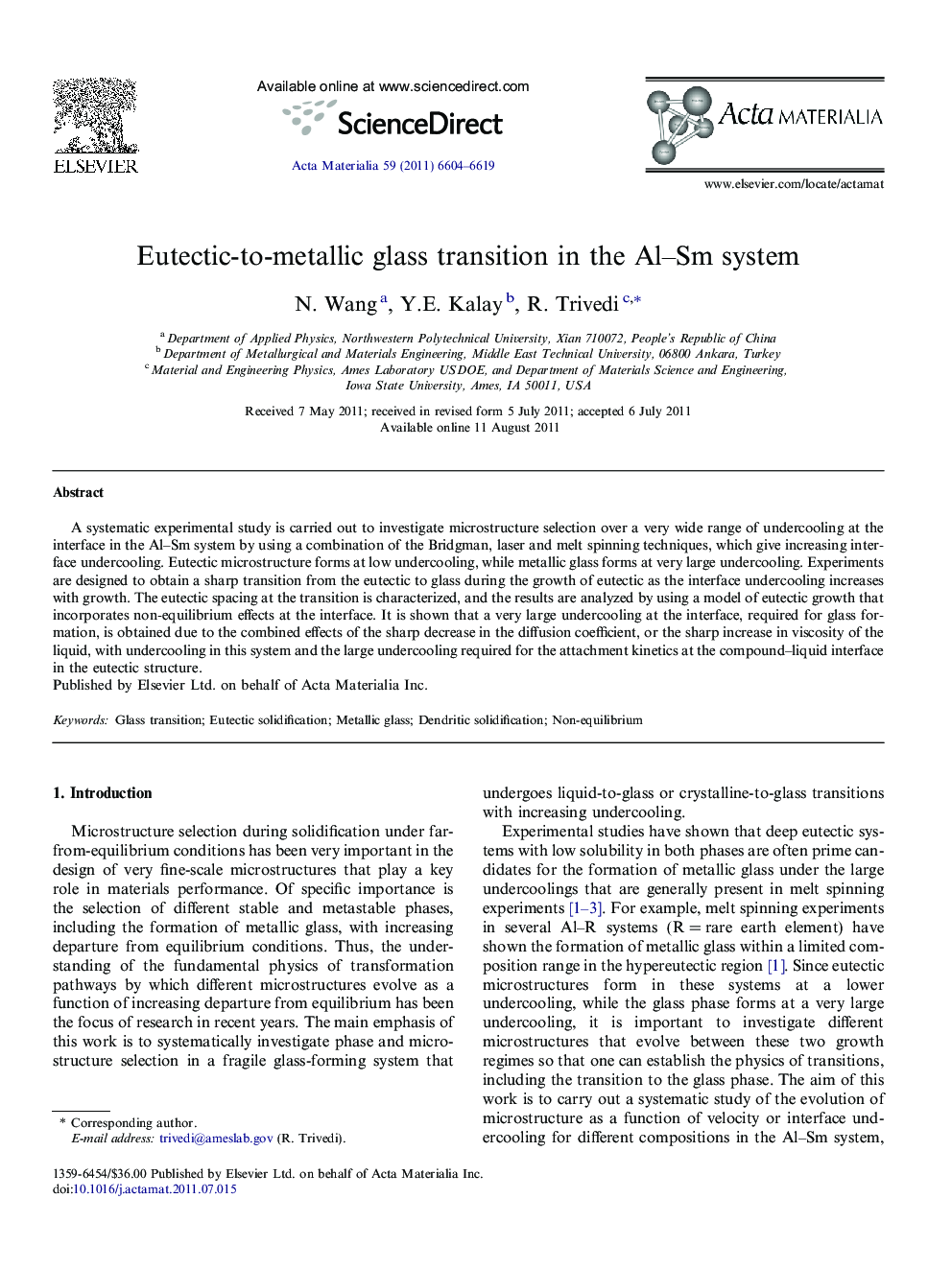 Eutectic-to-metallic glass transition in the Al–Sm system