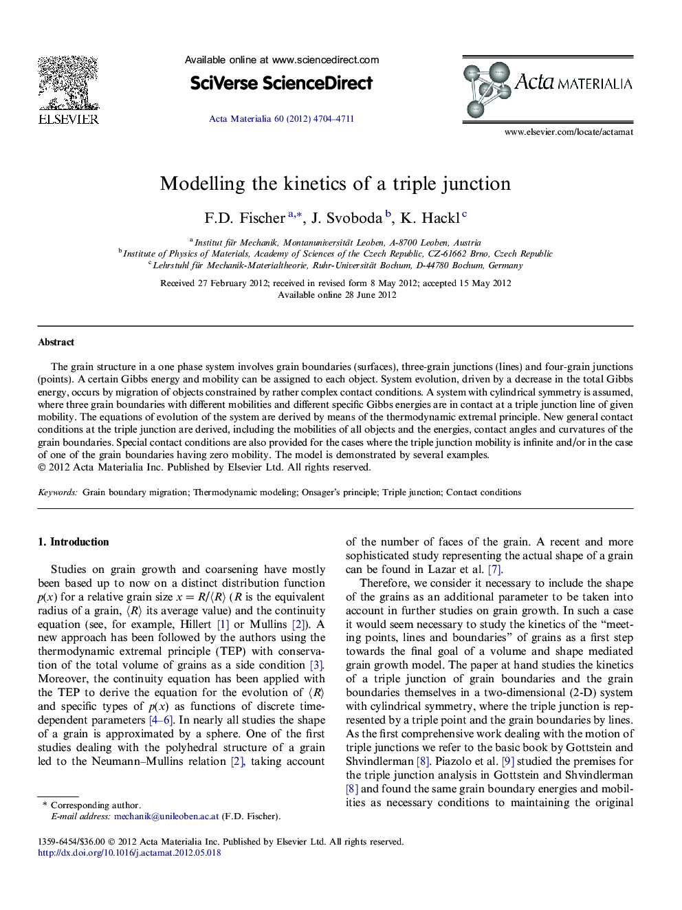 Modelling the kinetics of a triple junction