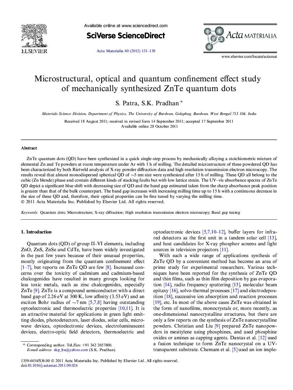 Microstructural, optical and quantum confinement effect study of mechanically synthesized ZnTe quantum dots