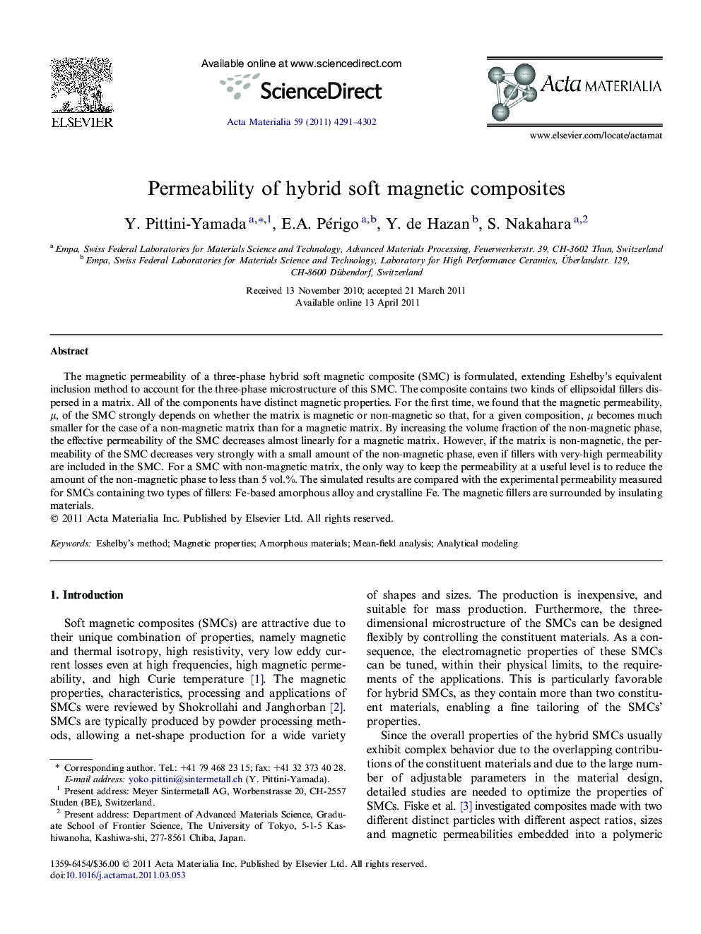 Permeability of hybrid soft magnetic composites