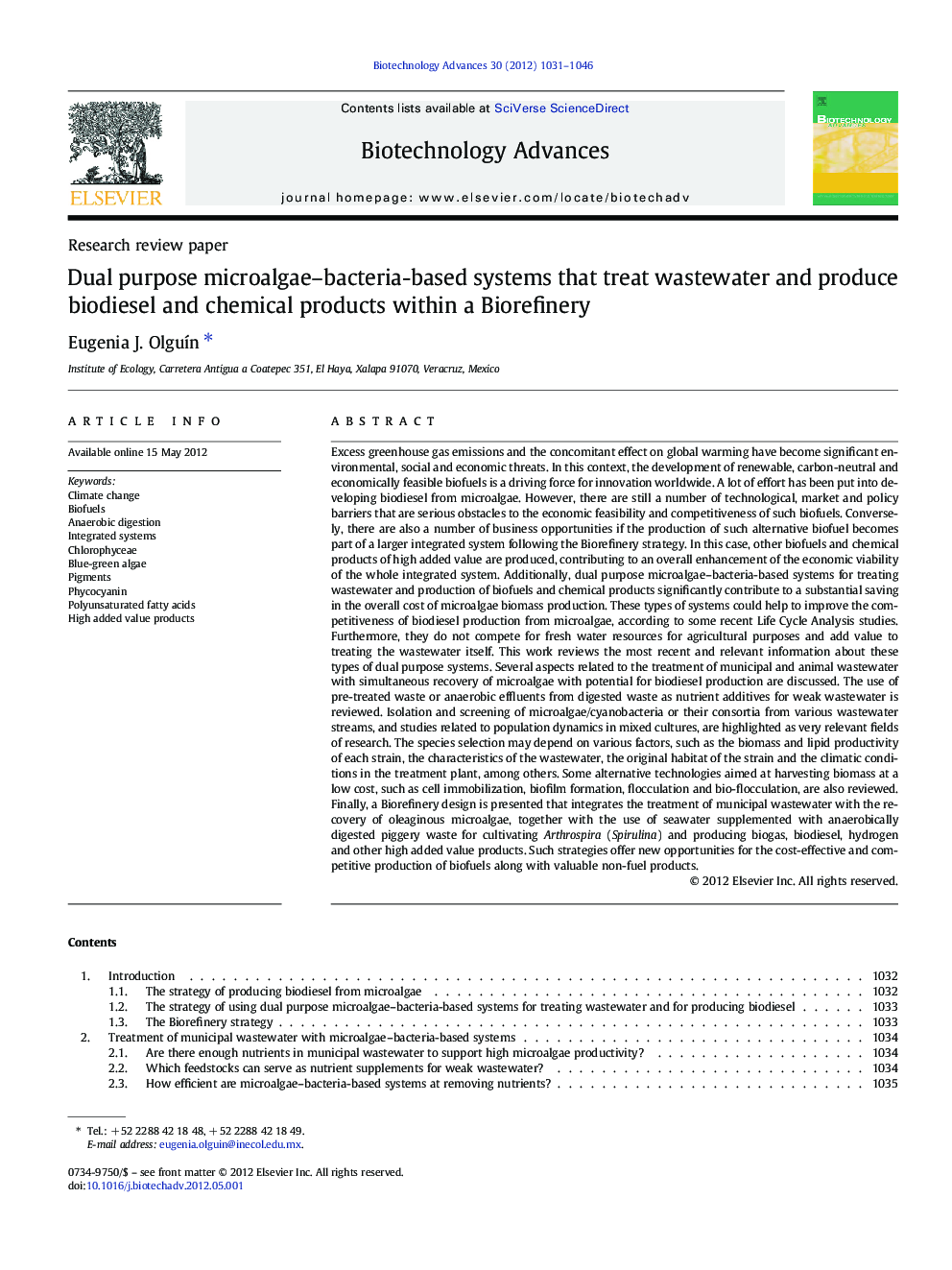 Dual purpose microalgae–bacteria-based systems that treat wastewater and produce biodiesel and chemical products within a Biorefinery