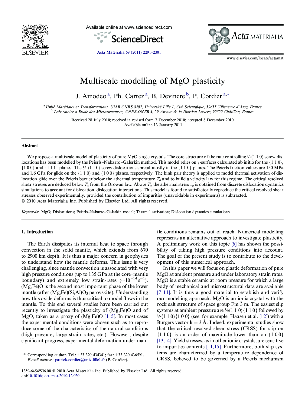 Multiscale modelling of MgO plasticity