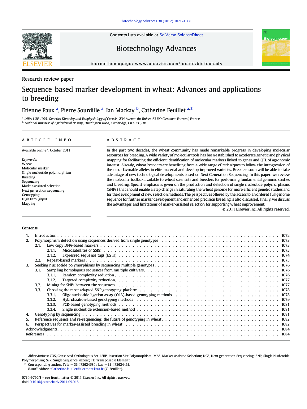 Sequence-based marker development in wheat: Advances and applications to breeding