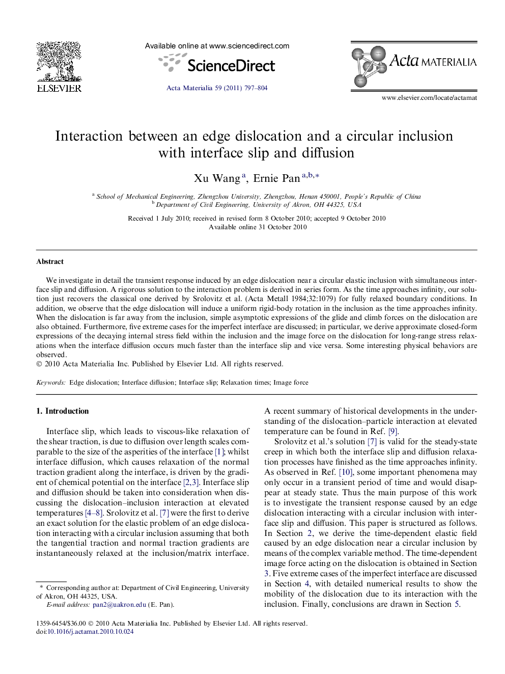 Interaction between an edge dislocation and a circular inclusion with interface slip and diffusion