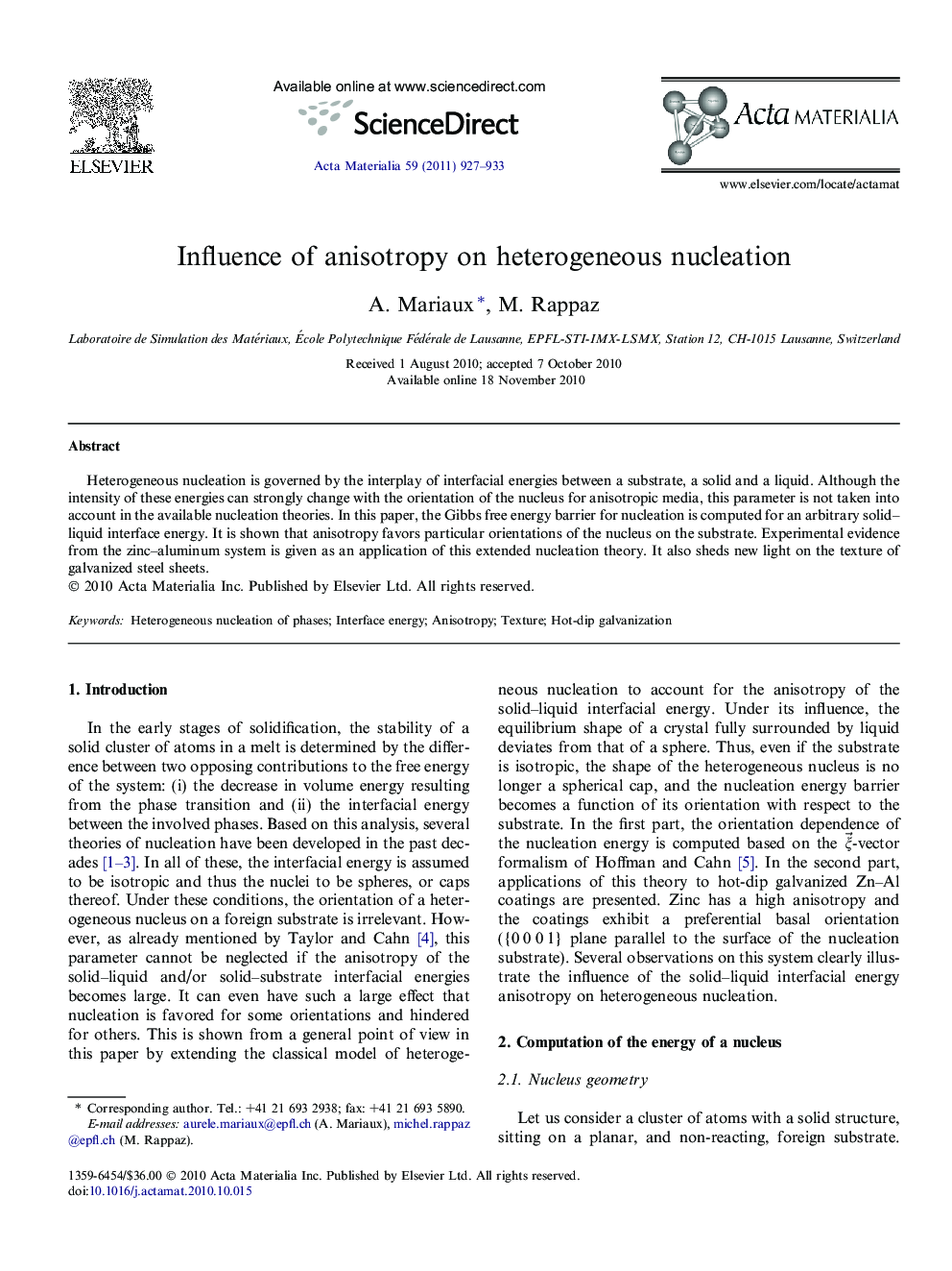 Influence of anisotropy on heterogeneous nucleation