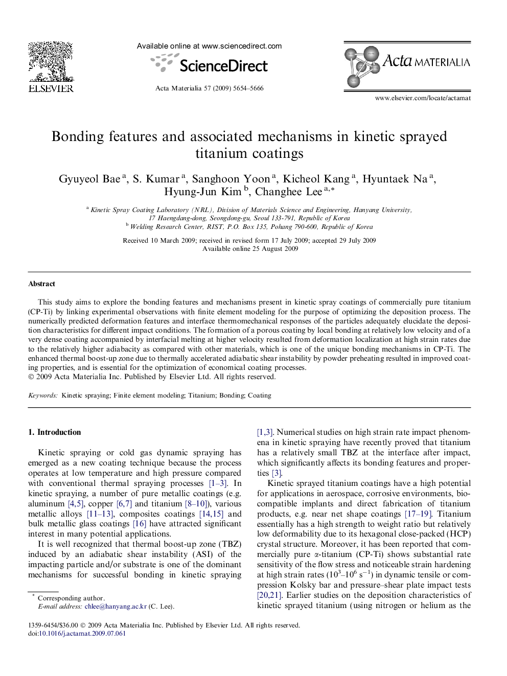 Bonding features and associated mechanisms in kinetic sprayed titanium coatings